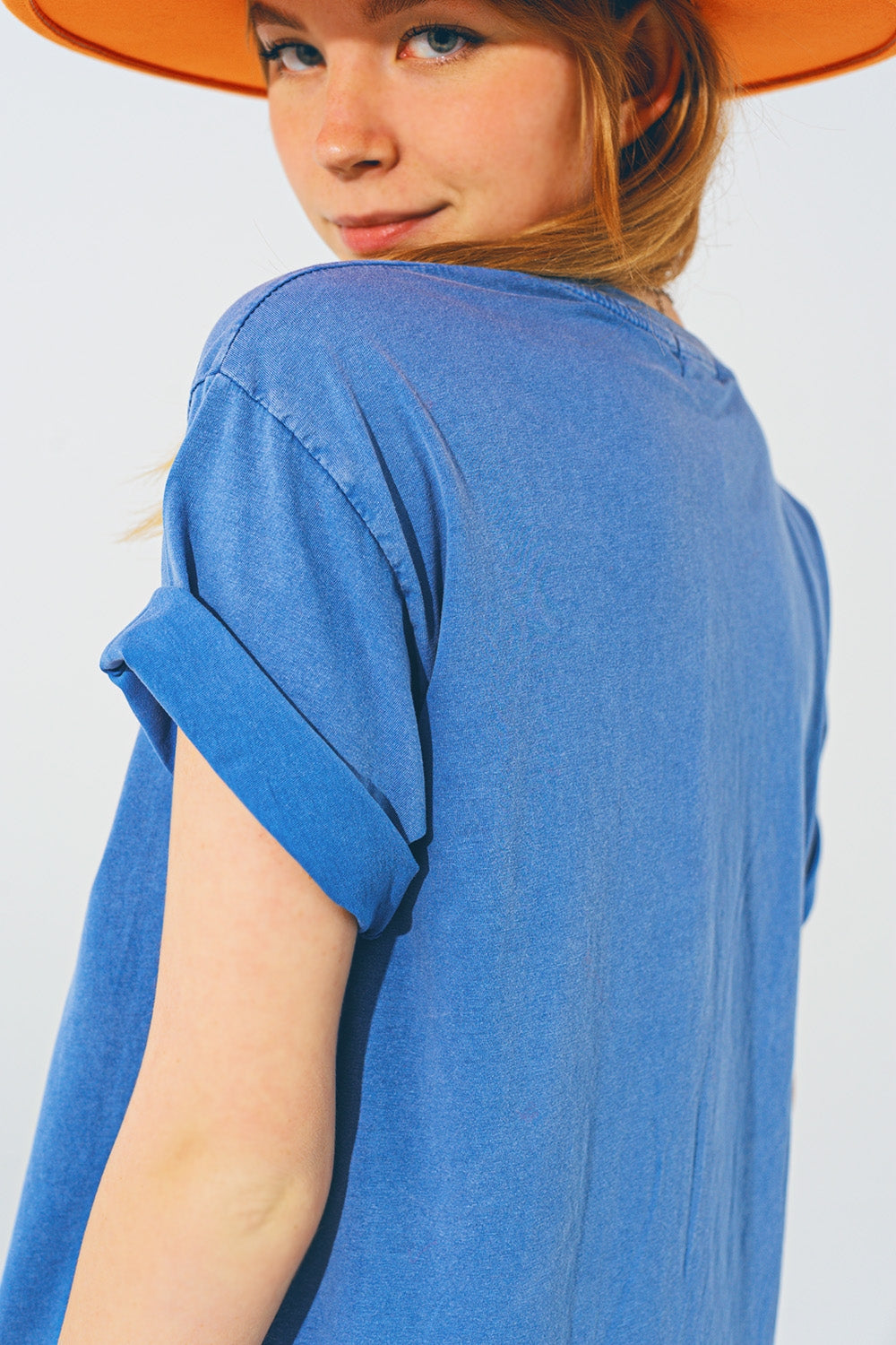 Camiseta con Texto Vintage 18 en Azul