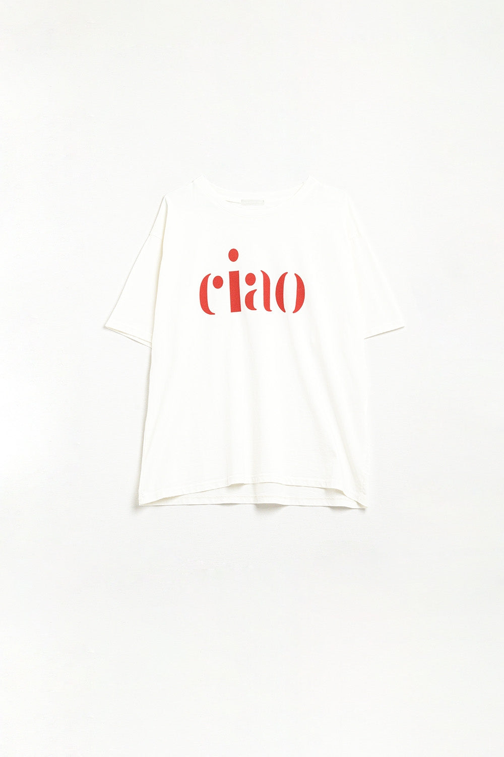 Camiseta de algodón fabricada en Italia con el logo Ciao en color rojo