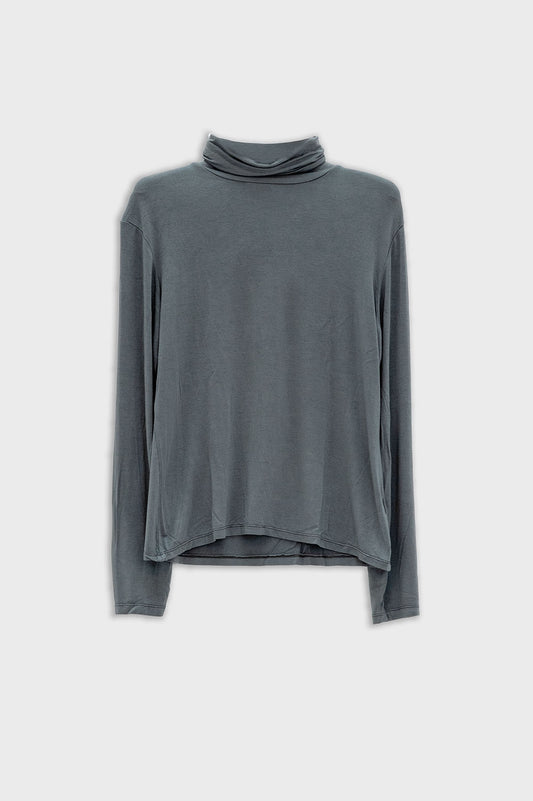 Q2 Camiseta de cuello alto y manga larga de modal gris