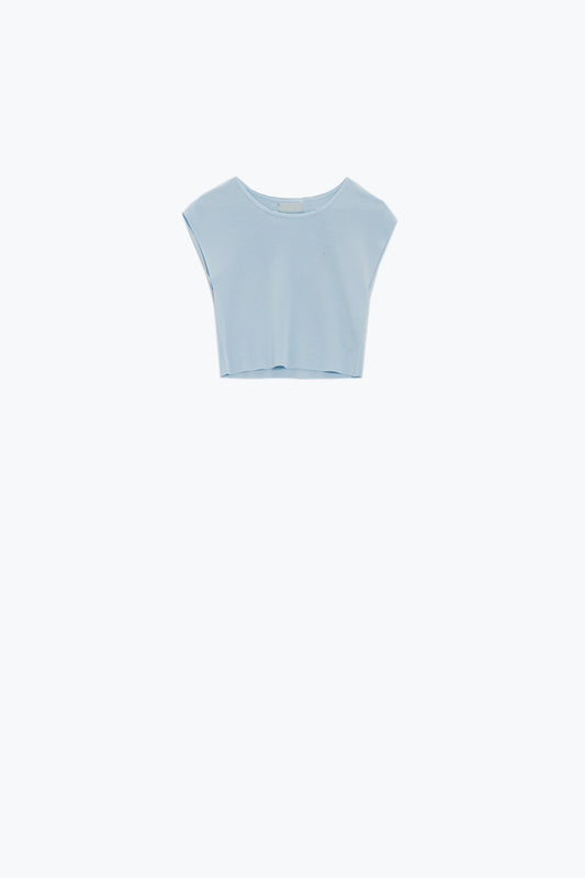 Q2 Camiseta de punto con mangas cortas en azul