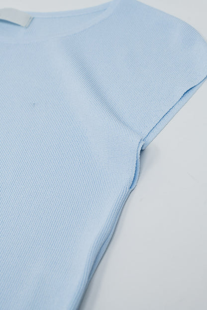 Camiseta de punto con mangas cortas en azul