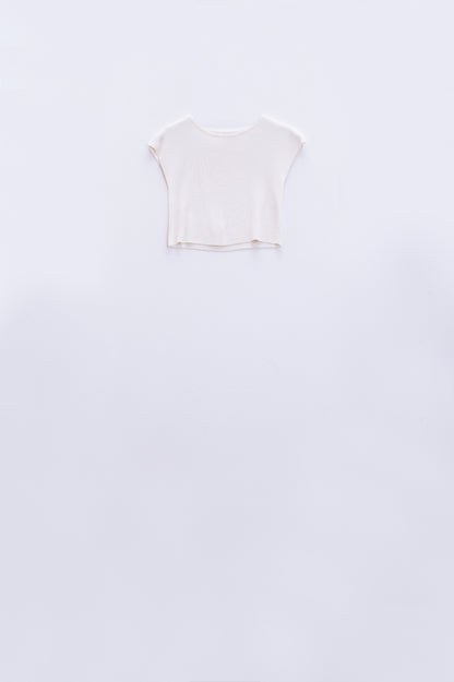 Q2 Camiseta de punto con mangas cortas en blanco