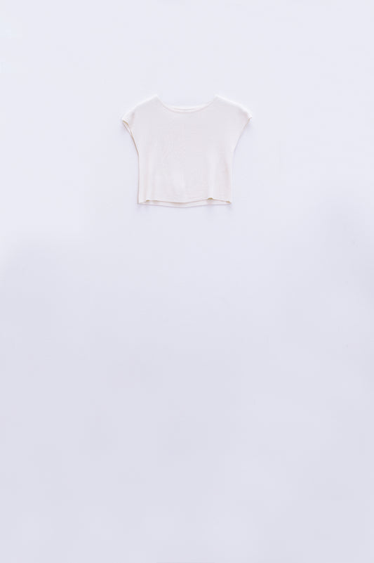 Q2 Camiseta de punto con mangas cortas en blanco