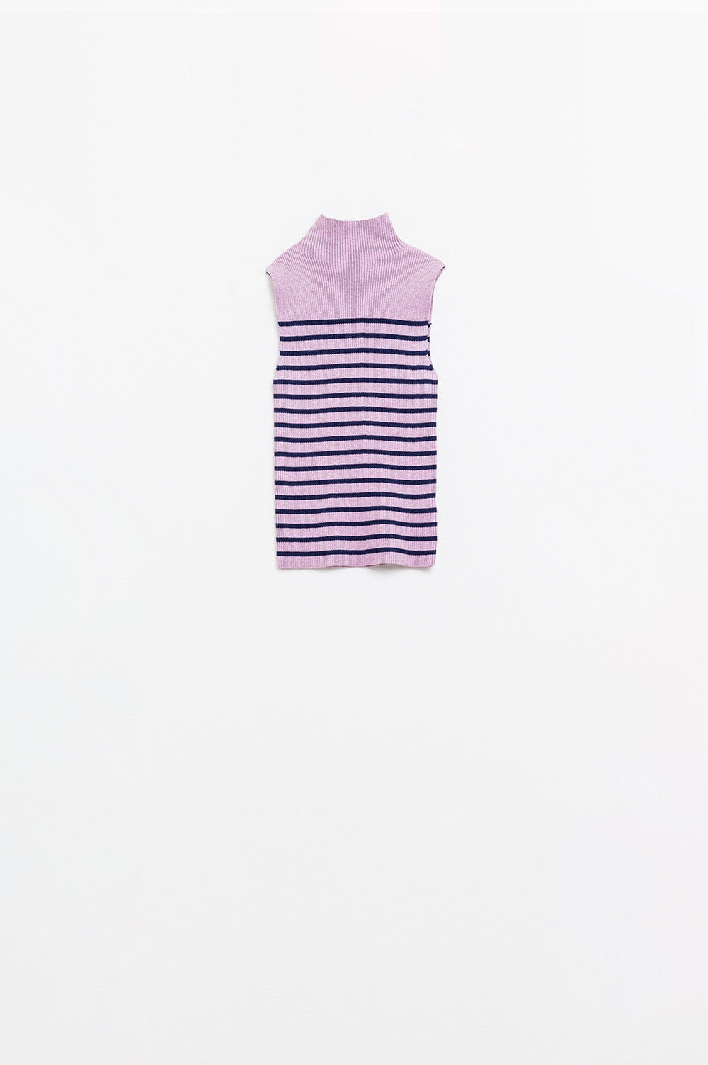 Camiseta De Tirantes Con Cuello De Tortuga A Rayas En Lavander