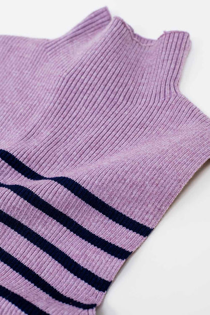 Camiseta De Tirantes Con Cuello De Tortuga A Rayas En Lavander