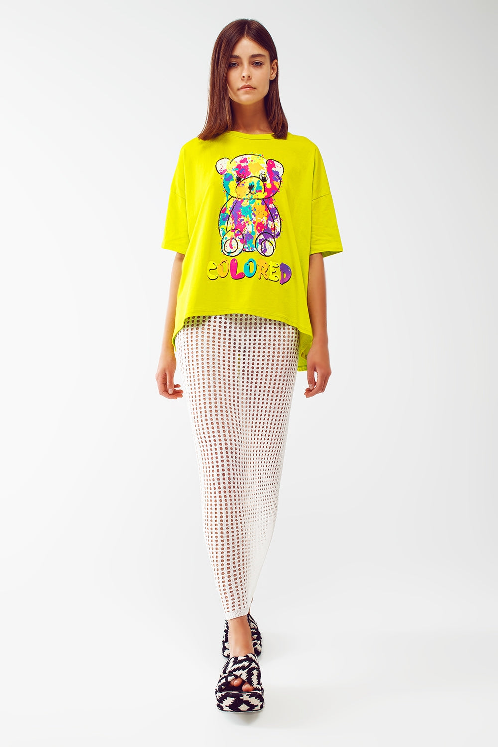 camiseta en lima holgada con osito coloreado