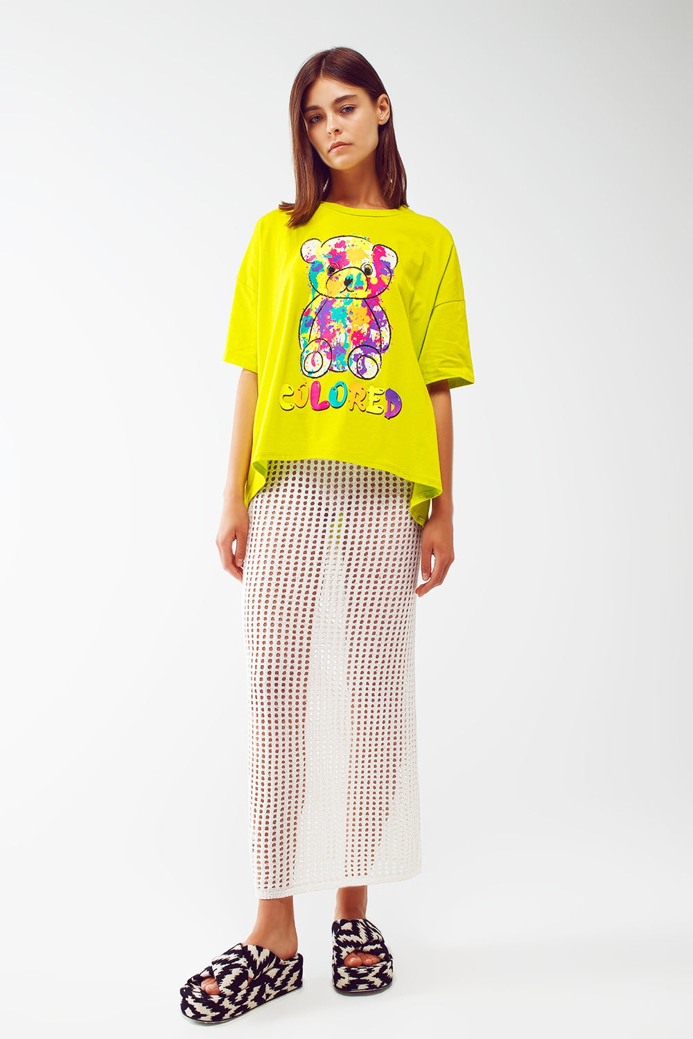 camiseta en lima holgada con osito coloreado