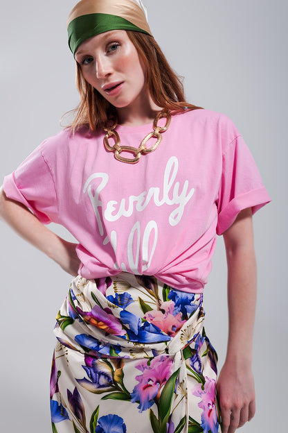 Camiseta en rosa Beverly Hills
