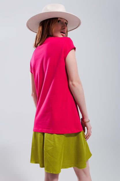 Camiseta fucsia con estampado Summer Vibes