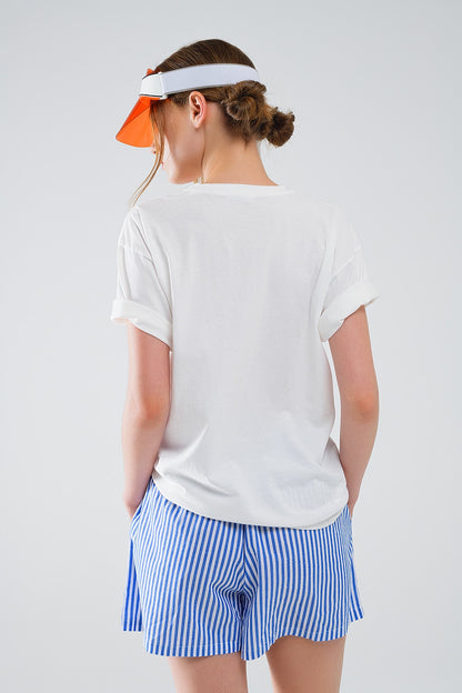 Camiseta gráfica con texto Smile with me en blanco