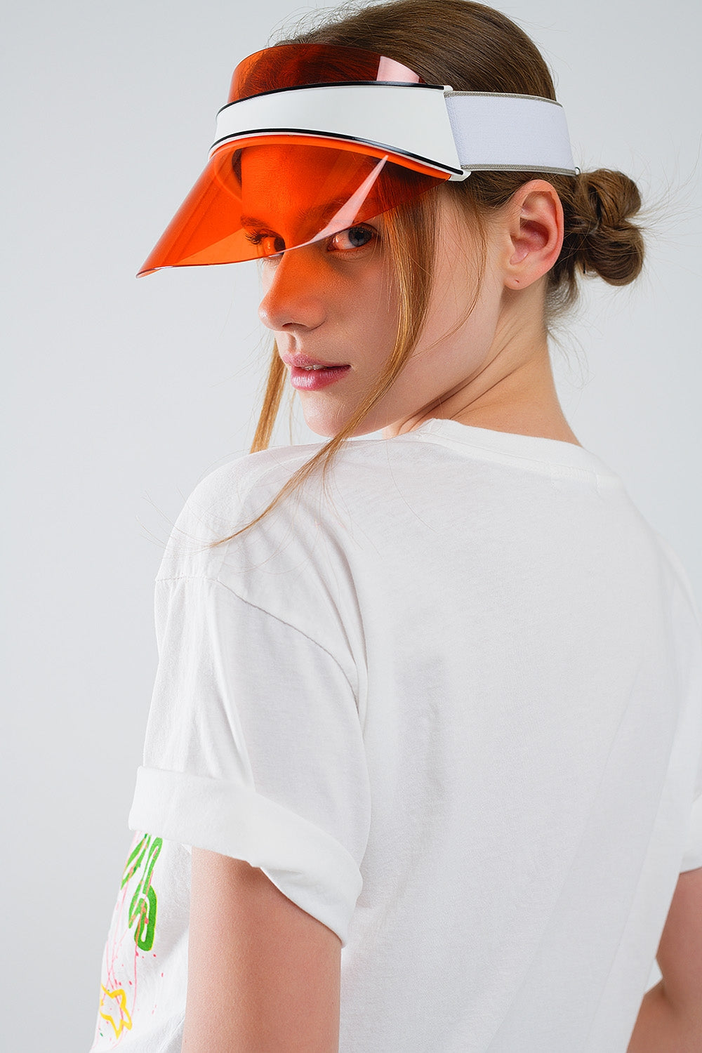 Camiseta gráfica con texto Smile with me en blanco