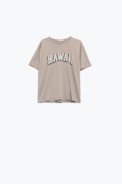 Camiseta Hawaii Efecto Lavado Beige