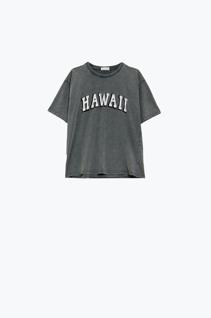 Camiseta Hawaii Efecto Lavado Gris