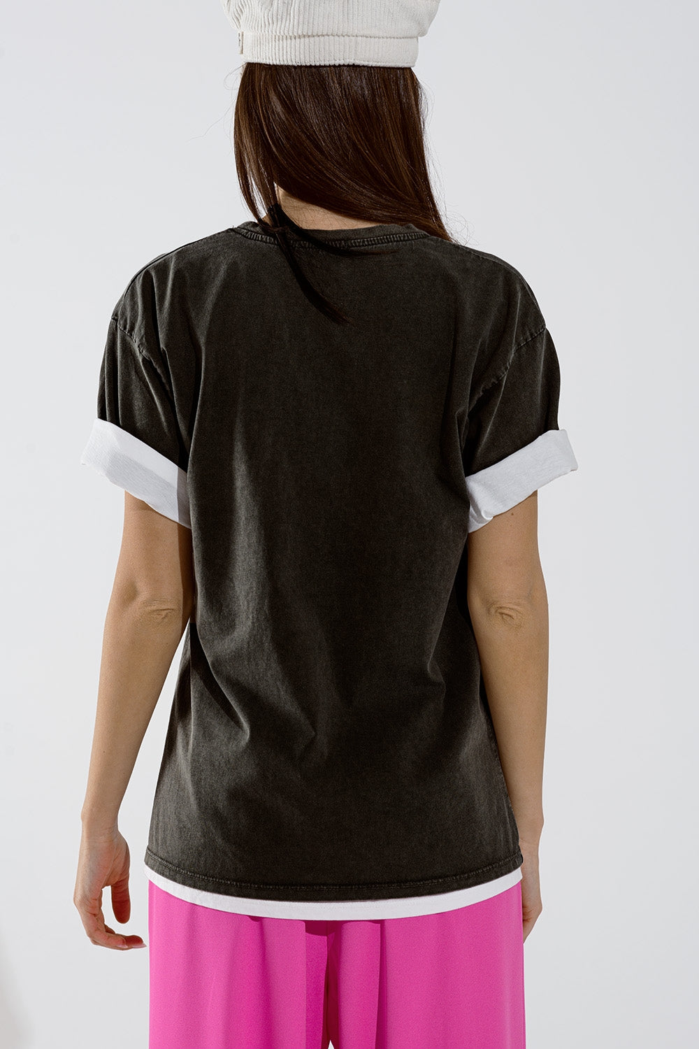 Camiseta holgada negra estampada logo LA Los Angeles