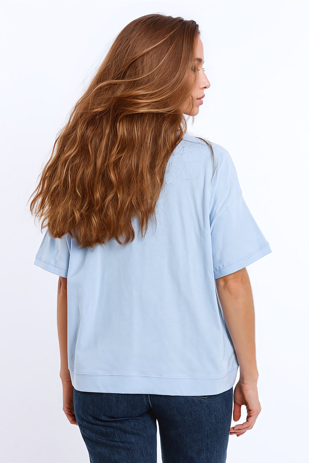 Camiseta Sunshine de gran tamaño con texto texturizado en la parte delantera en azul