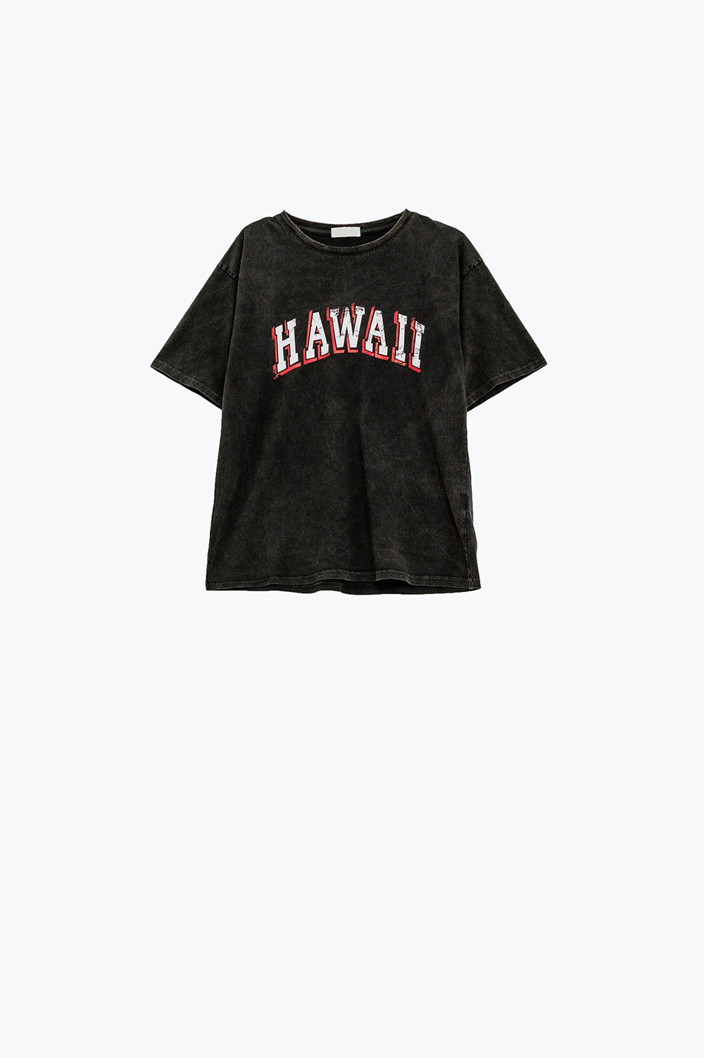 Camiseta Washed Effect Hawaii Negra