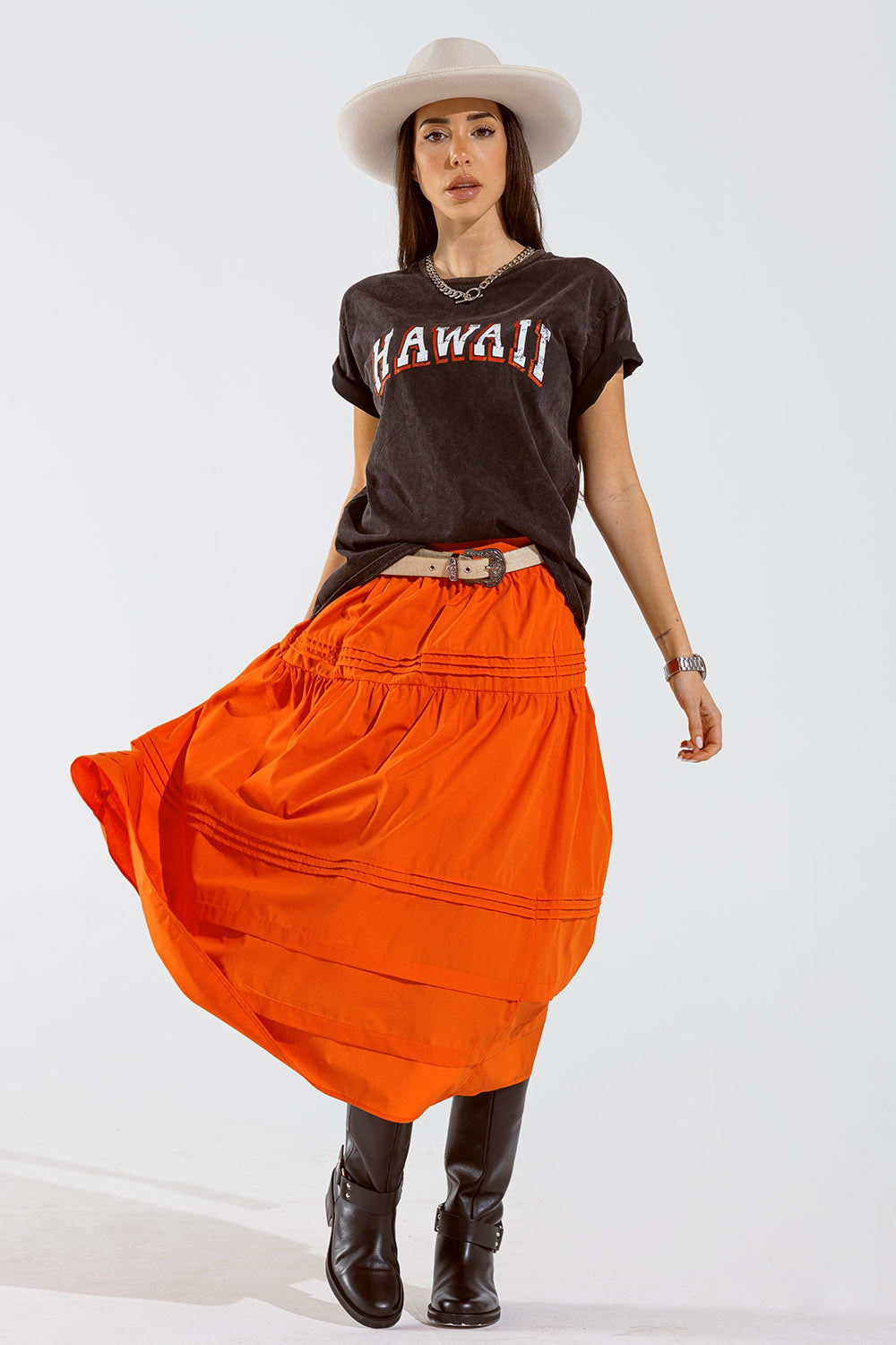 Camiseta Washed Effect Hawaii Negra