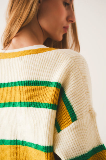 Cardigan abierto en rayas amarillas