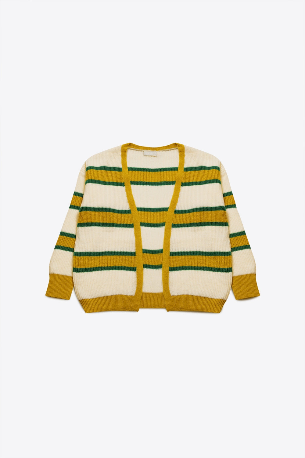 Cardigan abierto en rayas amarillas
