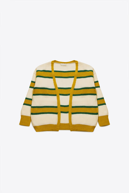 Cardigan abierto en rayas amarillas