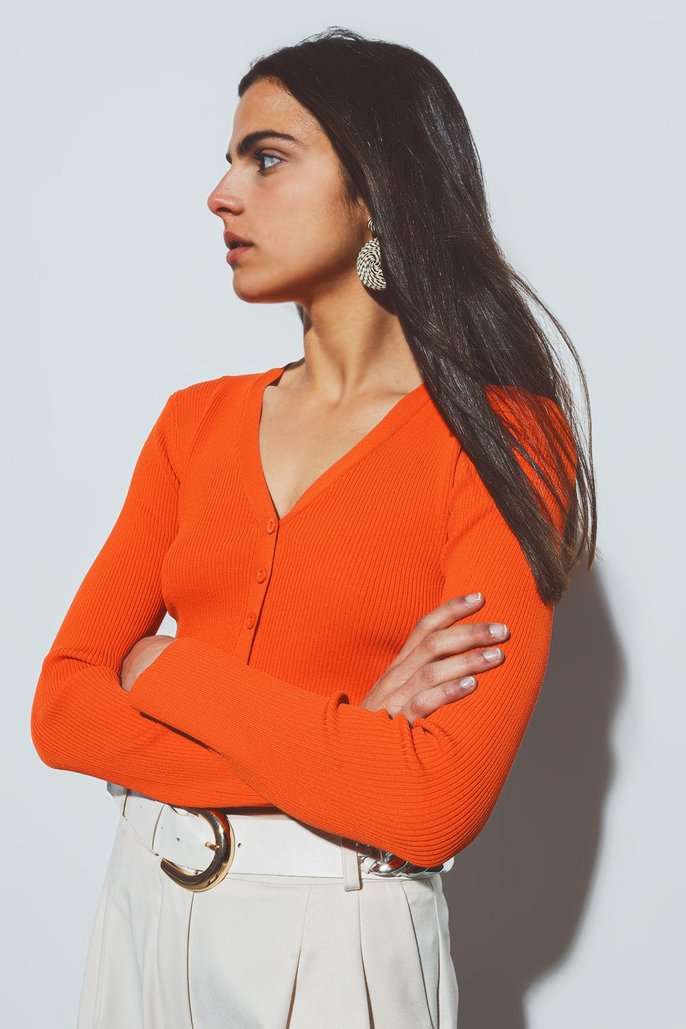 cardigan corta de canale en naranja