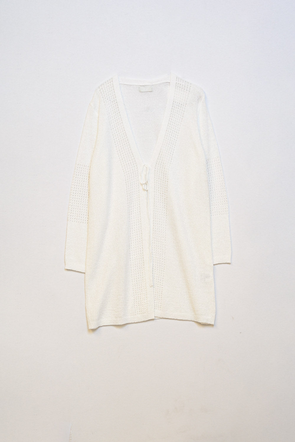Cárdigan de Croché con Cordón de Ajuste en Blanco