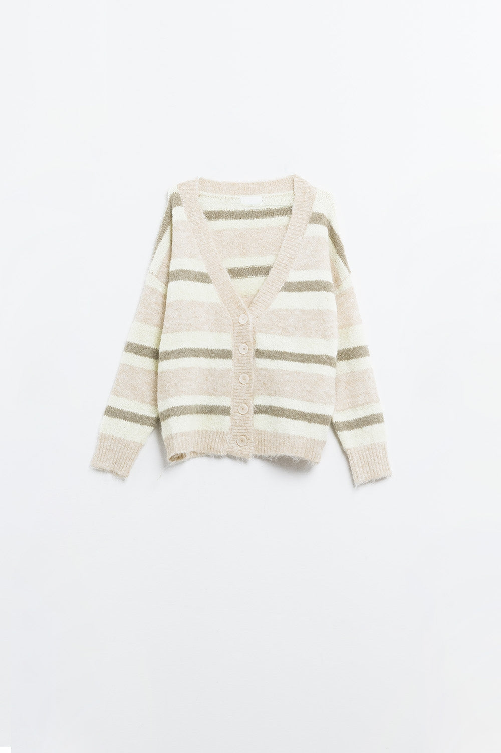 cárdigan de rayas beige
