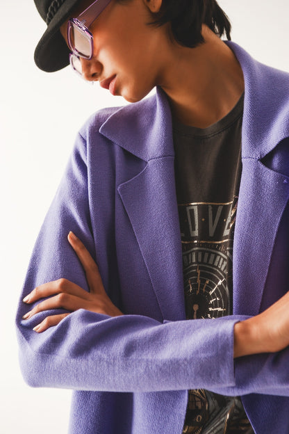 Cardigan extra grande en morado con solapas