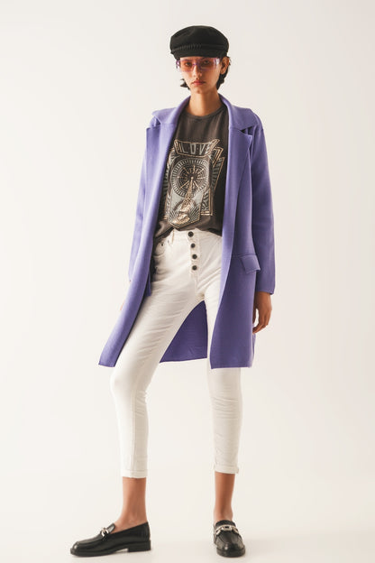 Cardigan extra grande en morado con solapas
