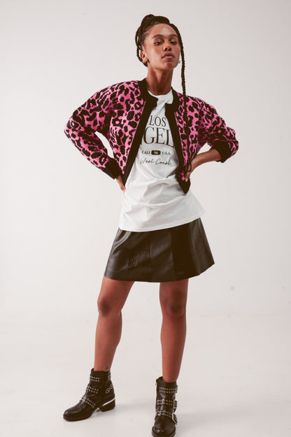 Cardigan fucsia con diseño animal