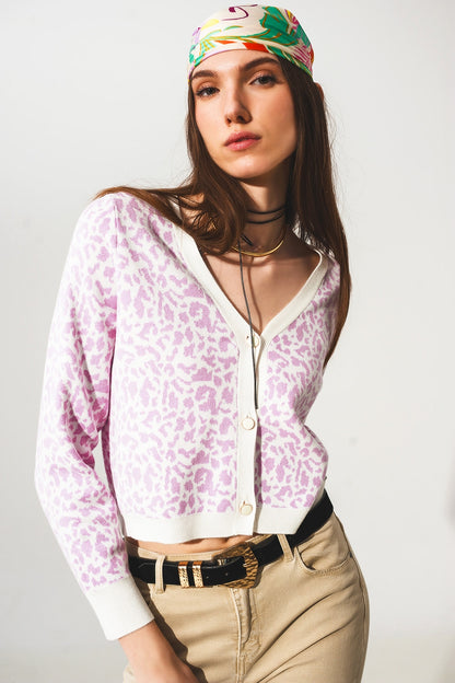 Cárdigan ligero en estampado animal lila