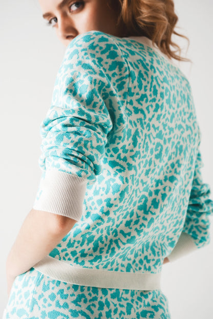 Cárdigan ligero en estampado animal turquesa