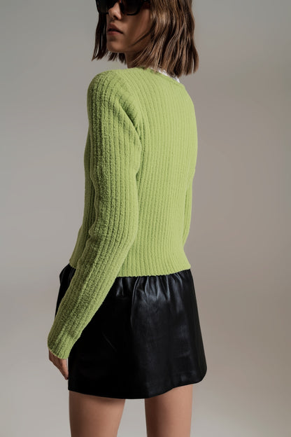 Cardigan verde súper suave y esponjoso