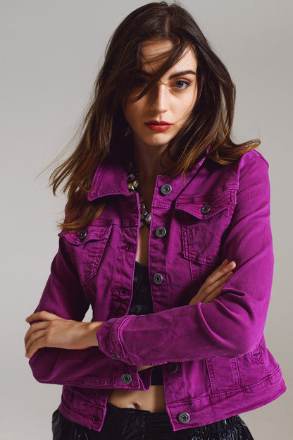 Cazadora vaquera slim en magenta