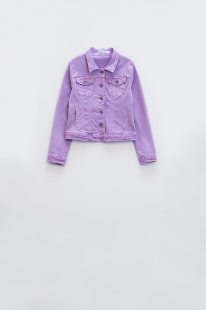 Cazadora vaquera slim trucker en lila