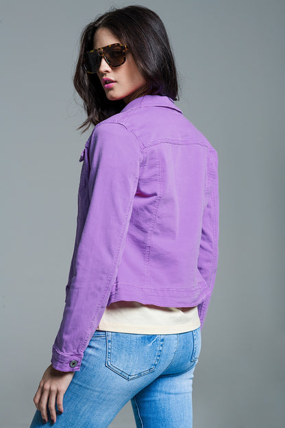 Cazadora vaquera slim trucker en lila