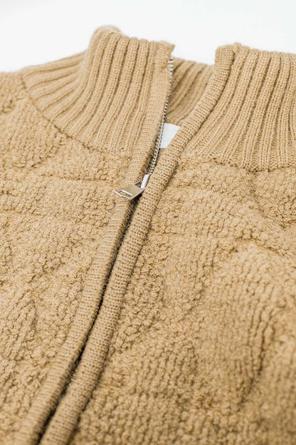 Chaqueta bomber de suave punto grueso en color camel
