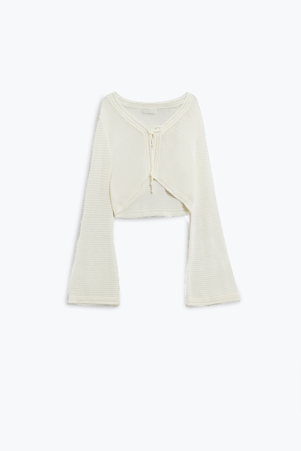 Q2 Chaqueta de punto de manga larga en blanco con detalle de nudo