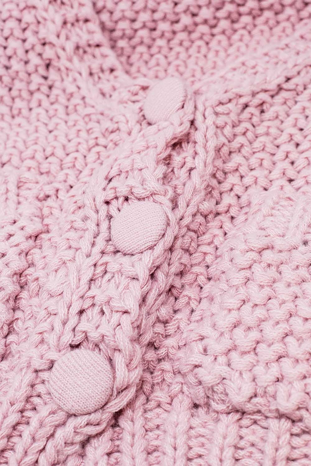 Chaqueta oversize de punto grueso rosa con bolsillos