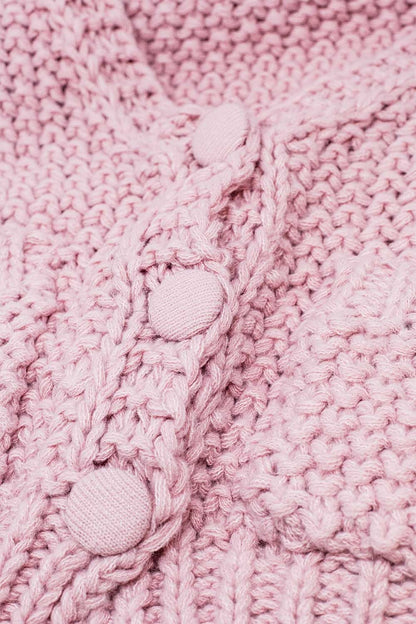 Chaqueta oversize de punto grueso rosa con bolsillos