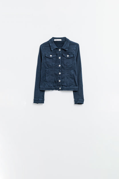 Chaqueta vaquera básica con bolsillos en azul marino