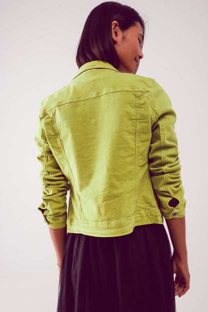 Chaqueta vaquera de corte slim en color lima