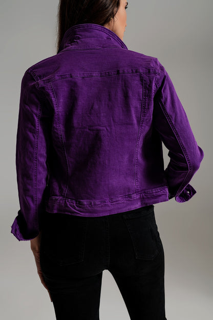 Chaqueta vaquera morado de corte slim