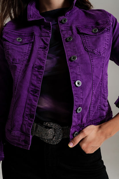 Chaqueta vaquera morado de corte slim