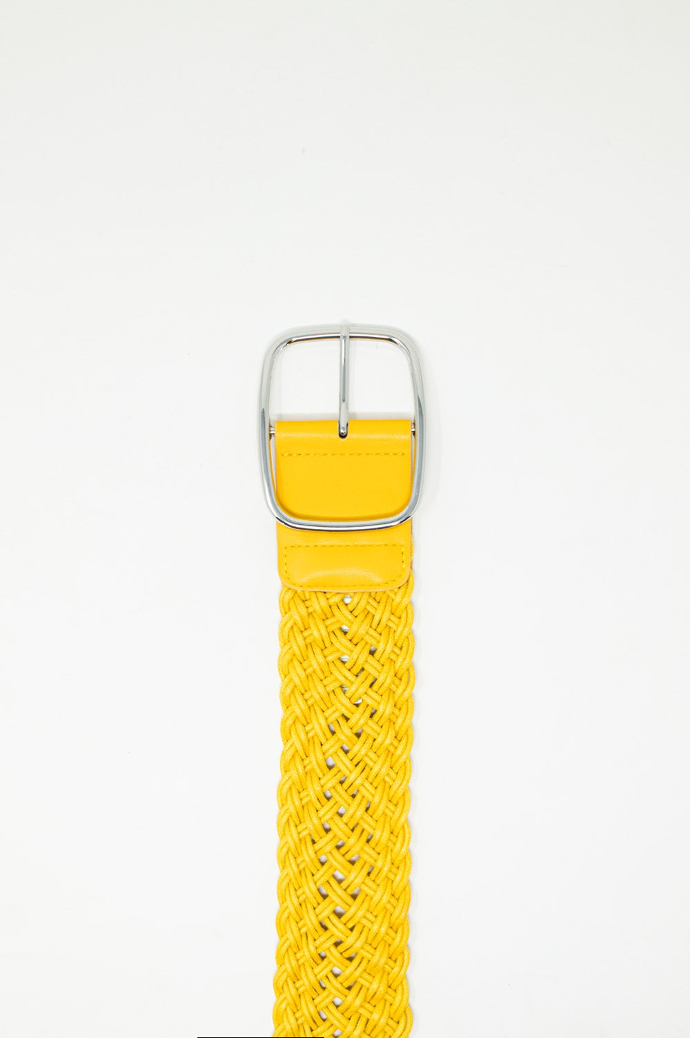 Cinturón amarillo para cintura y cadera con diseño trenzado de estilo años 70