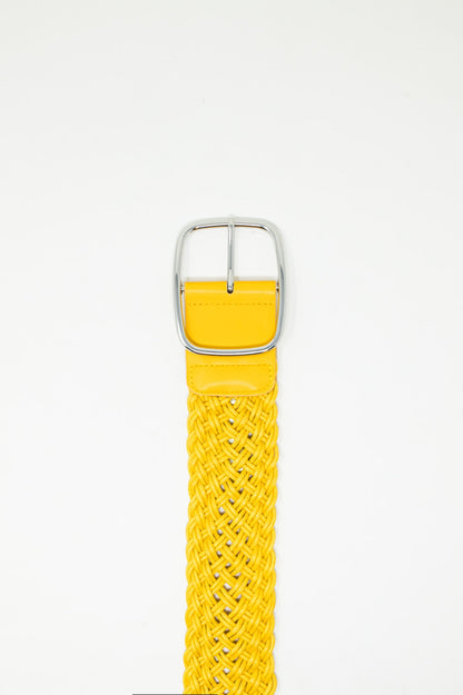Cinturón amarillo para cintura y cadera con diseño trenzado de estilo años 70