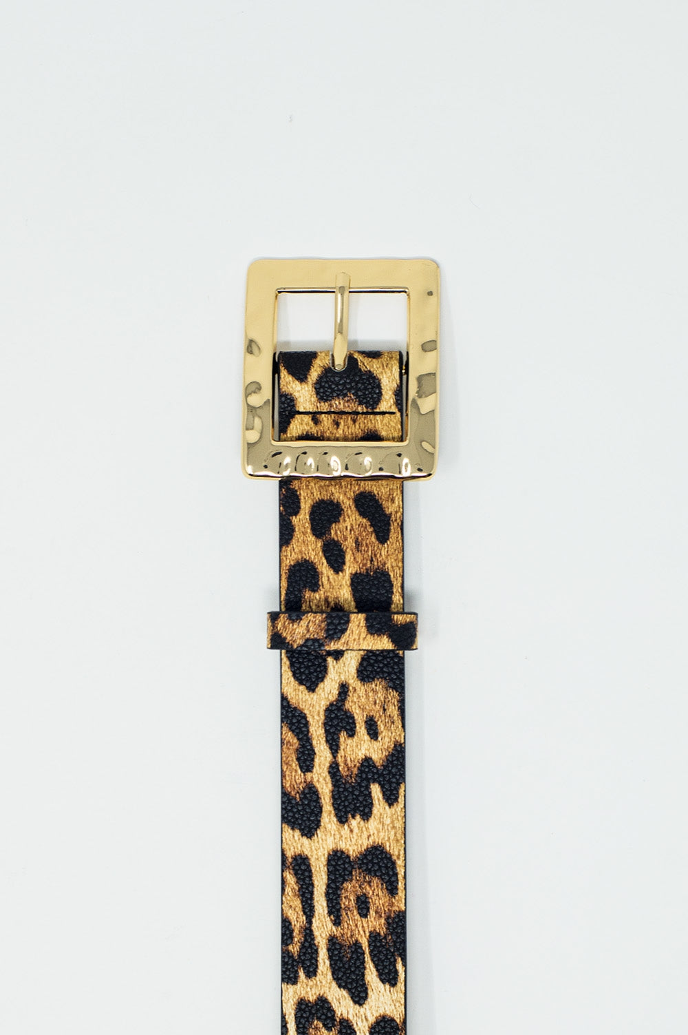 Cinturón de leopardo de anchura media con hebilla dorada