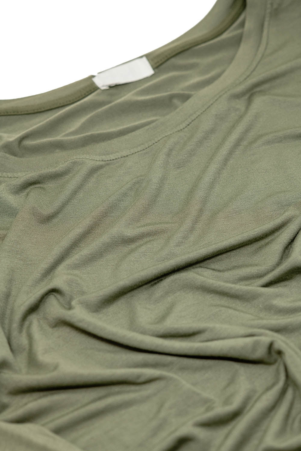 Cuello barco Camiseta de manga larga de modal en color caqui