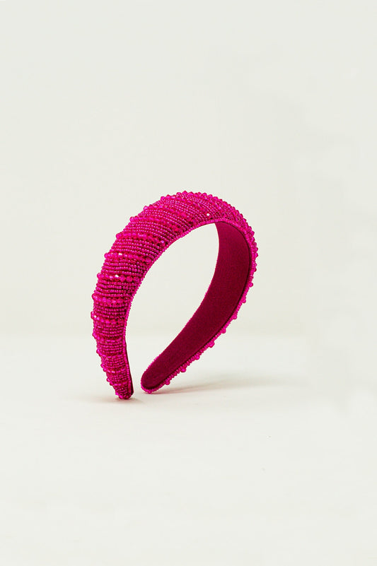 Q2 Diadema con cuentas en fucsia