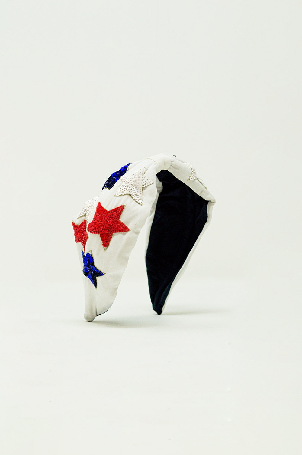 Q2 Diadema con estrellas de lentejuelas en blanco